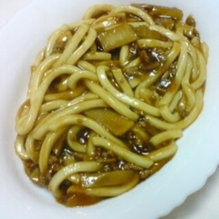 たけのこと合い挽き肉のあんかけ風うどん